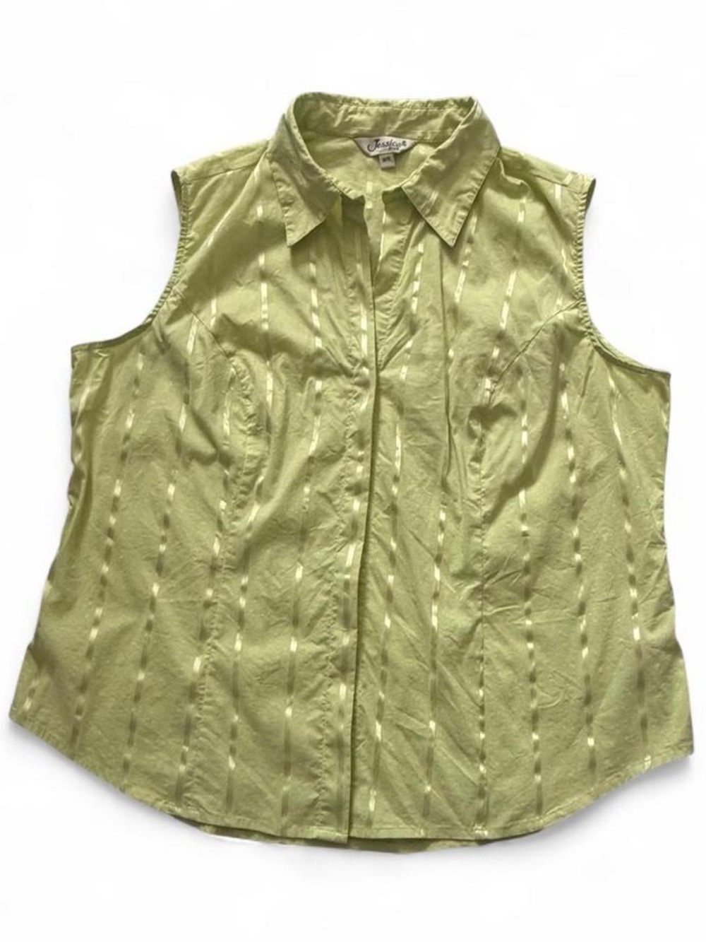 Y2K vintage Jessica plus Sleeveless Button-Front Blouse - bright neon green